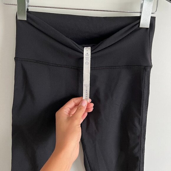 Lululemon | Black Mesh Side Stripe Crop Leggings - Picture 3 of 5